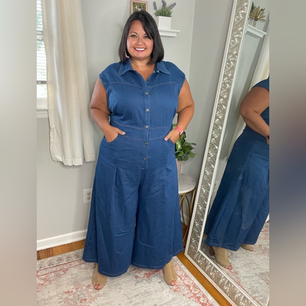 Blue Sleeveless Jumpsuit